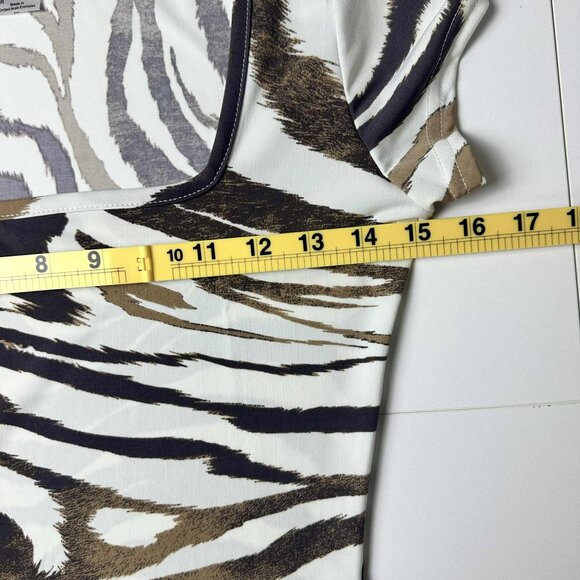 Venus Zebra Print Stretch Fitted Square Neck Top XS - Picture 4 of 5